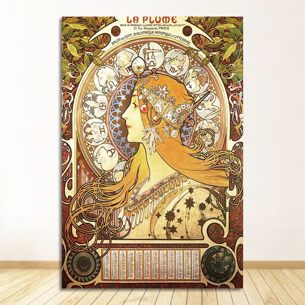 Alphonse Mucha Art Nouveau Vintage Canvas Wall Art Print
