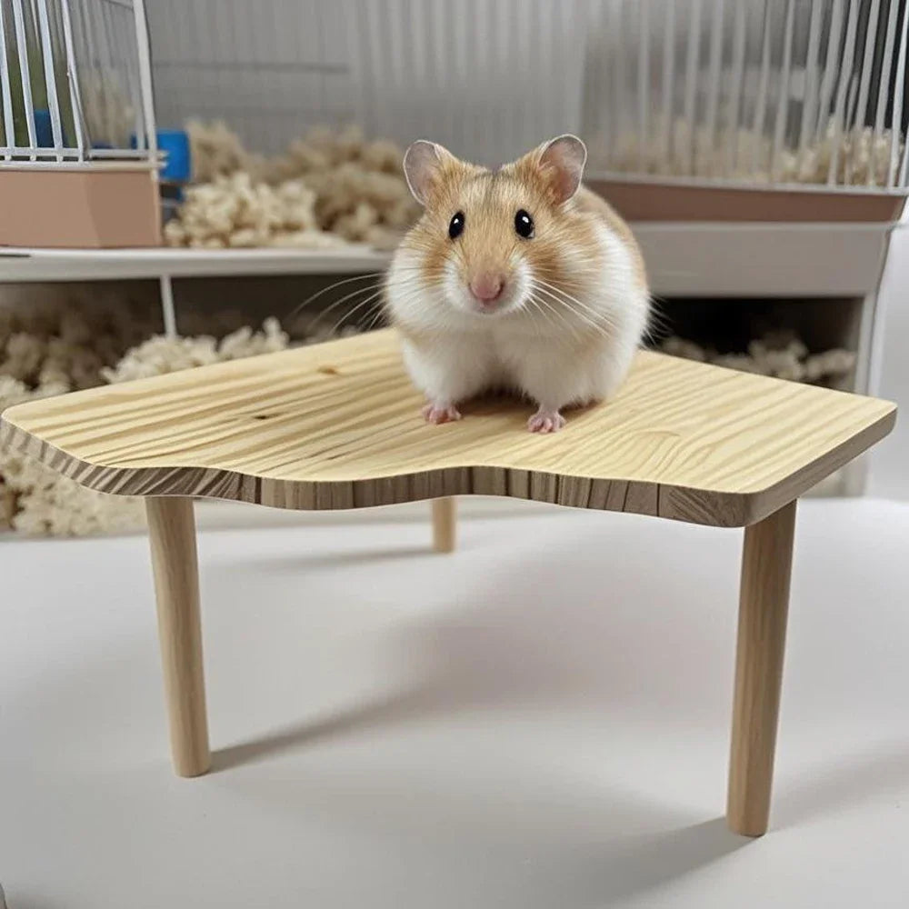 Wooden Hamster Ladder Platform Climbing Toy | Cage Accessory