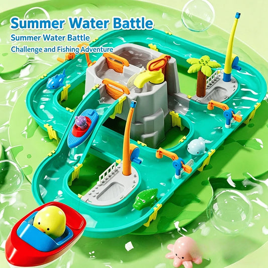Double-Tier Kids Water Table Playset with Pump | Outdoor Fun Kids Water Table Peaceful Pleasures Health and Wellness