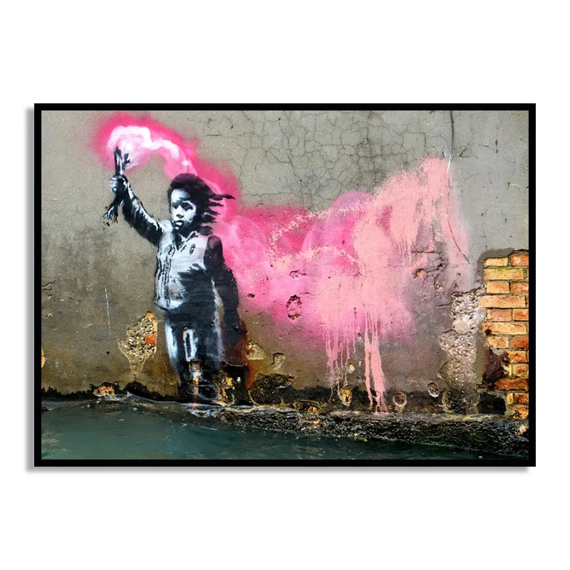 Graffiti Banksy Art Poster Banksy Image Series Printed Canvas Art Mural Used for Home Wall and Living Room Decoration, Framel Peaceful Pleasures Health and Wellness