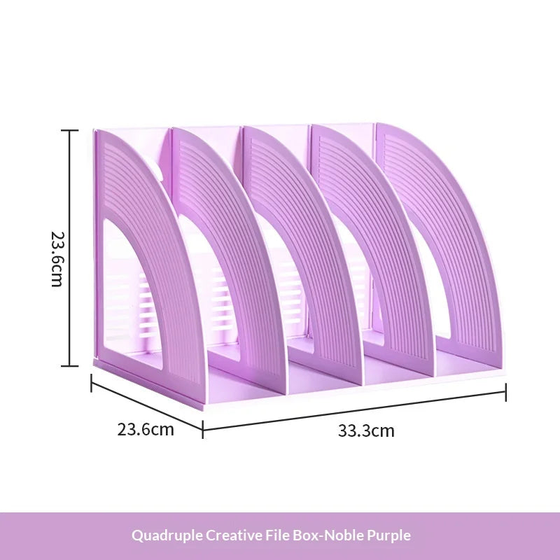 Creative Modern Muted Tones Book Stand Organizer Soft Pastel File Holder Multi Layer Learning Storage Solution Peaceful Pleasures Health and Wellness Purple