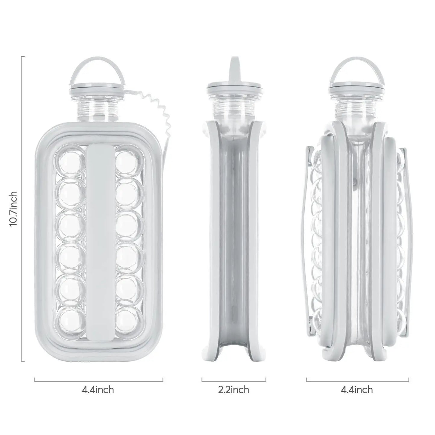 Ice Cube Maker Folding Ice Water Bottle made of Silicone Tray Mold for Portable Cooler Gem Shape Water Bottle Reusable Machine Peaceful Pleasures Health and Wellness White Ball M