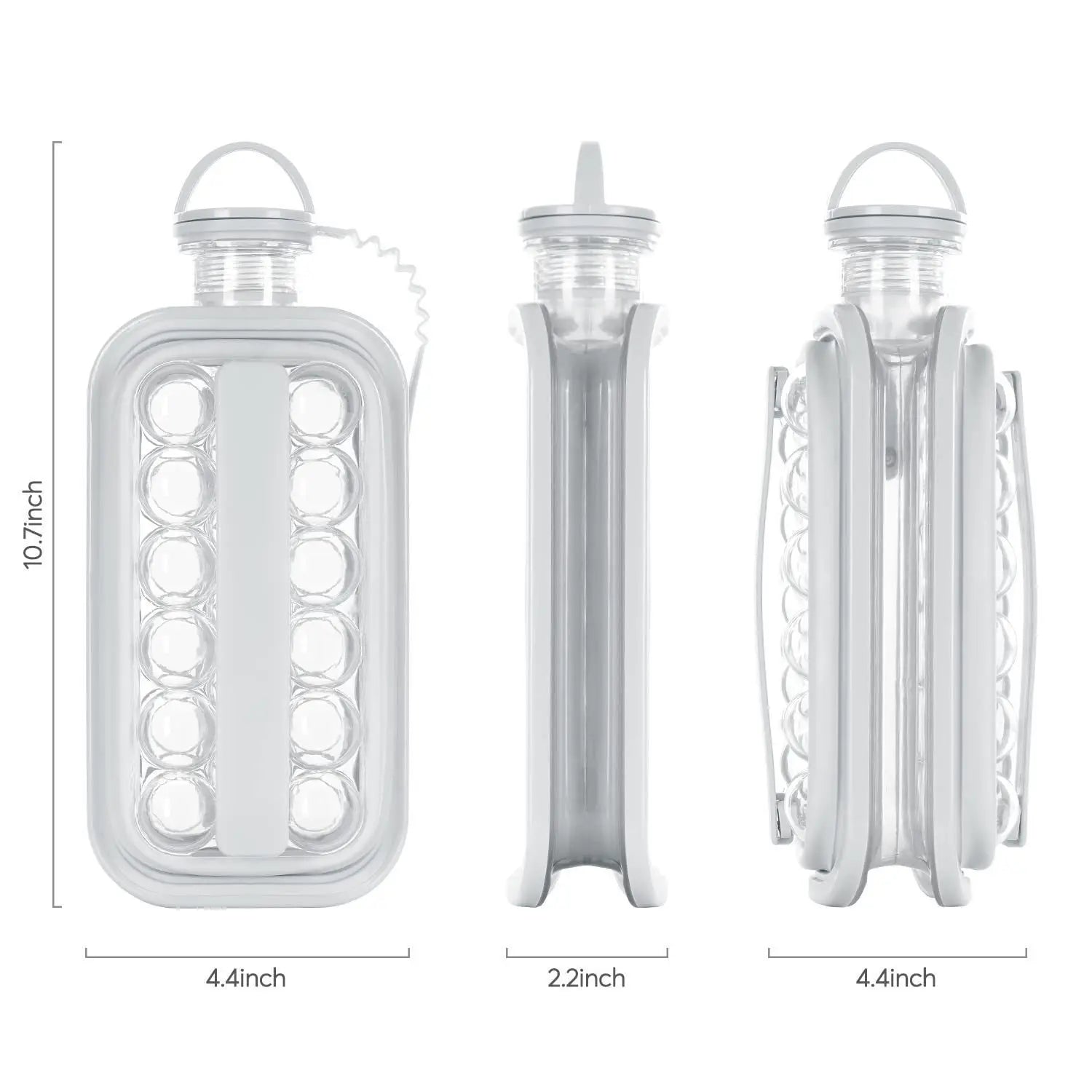 Ice Cube Maker Folding Ice Water Bottle made of Silicone Tray Mold for Portable Cooler Gem Shape Water Bottle Reusable Machine Peaceful Pleasures Health and Wellness White Ball M