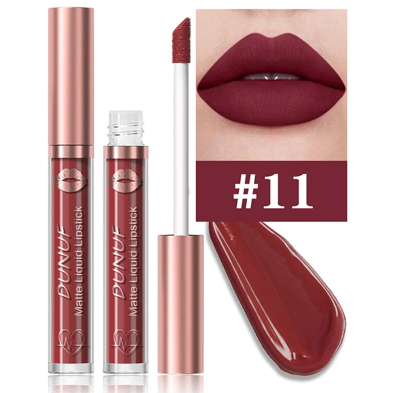 DUNUF 18-Color Matte Velvet Lipstick & Moisturizing Lip Gloss