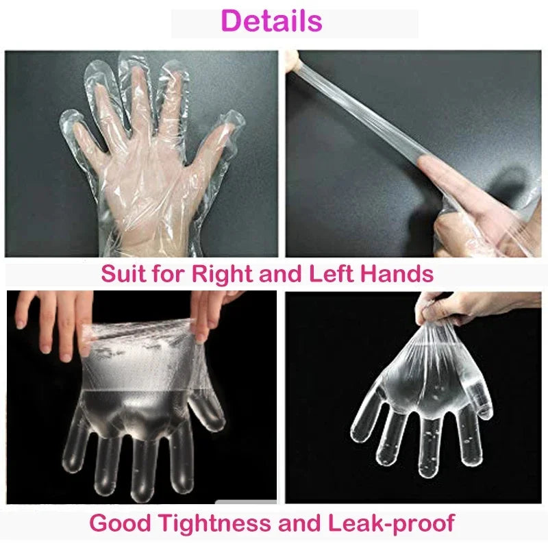 Clear Disposable Food Prep Gloves – Latex-Free Transparent PE Gloves for Cooking & Cleaning