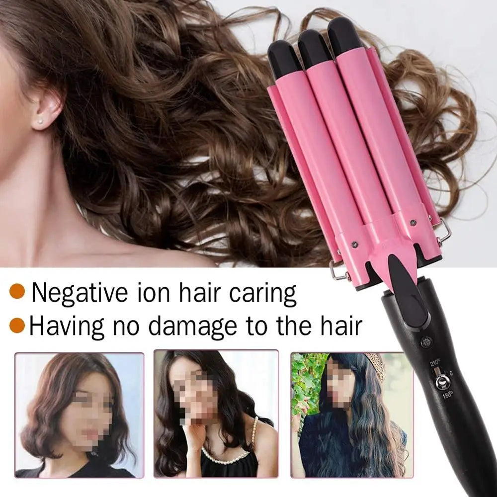 Professional Curling Ceramic Hair Curler Wave Waver Styling Tools Styler Wand Three Barrel Hair Curler Irons Automatic Peaceful Pleasures Health and Wellness