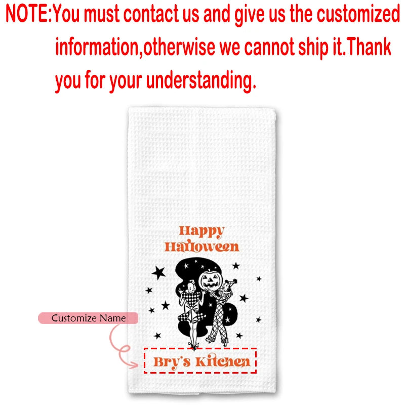 Personalized Halloween Dish Towel | Custom Hostess Gift