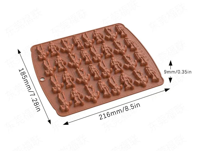 Creative Halloween Skeleton Chocolate Silicone Mold Bat Spider Candy Biscuit Baking Plate Witch Hat Tombstone Cake Mold Peaceful Pleasures Health and Wellness C brown