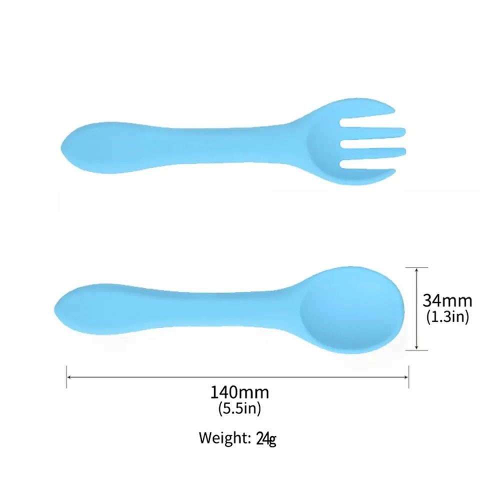 Food-Grade Silicone Baby Spoon & Fork Set | BPA-Free
