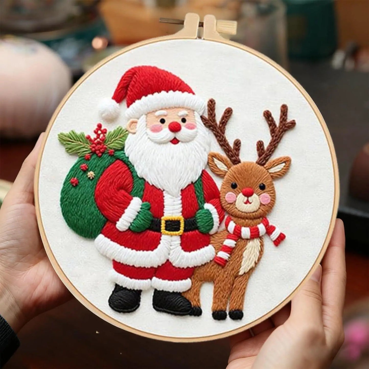 Christmas Embroidery Kit for Adults | Beginner Stamped Ornament Set