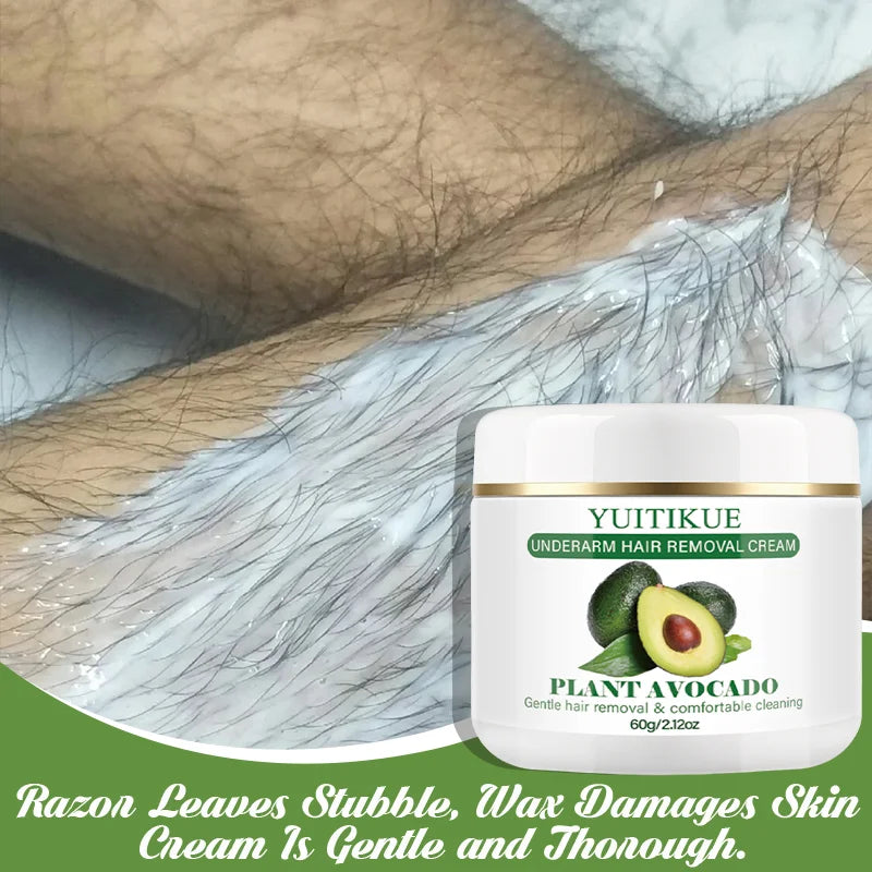Yuitikue Avocado Underarm Hair Removal Cream, 60g Gentle Plant-Based Hair Remover for Smooth Skin, Painless & Comfortable Peaceful Pleasures Health and Wellness