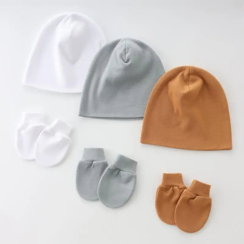 Newborn Baby Hat & Anti-Scratch Gloves Set | Soft Cotton