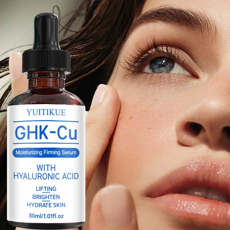 YUITIKUE GHK-Cu Serum with Hyaluronic Acid Moisturizing Firming Lifting Brightening Hydrating Facial Skin Care Serum 30ml Peaceful Pleasures Health and Wellness