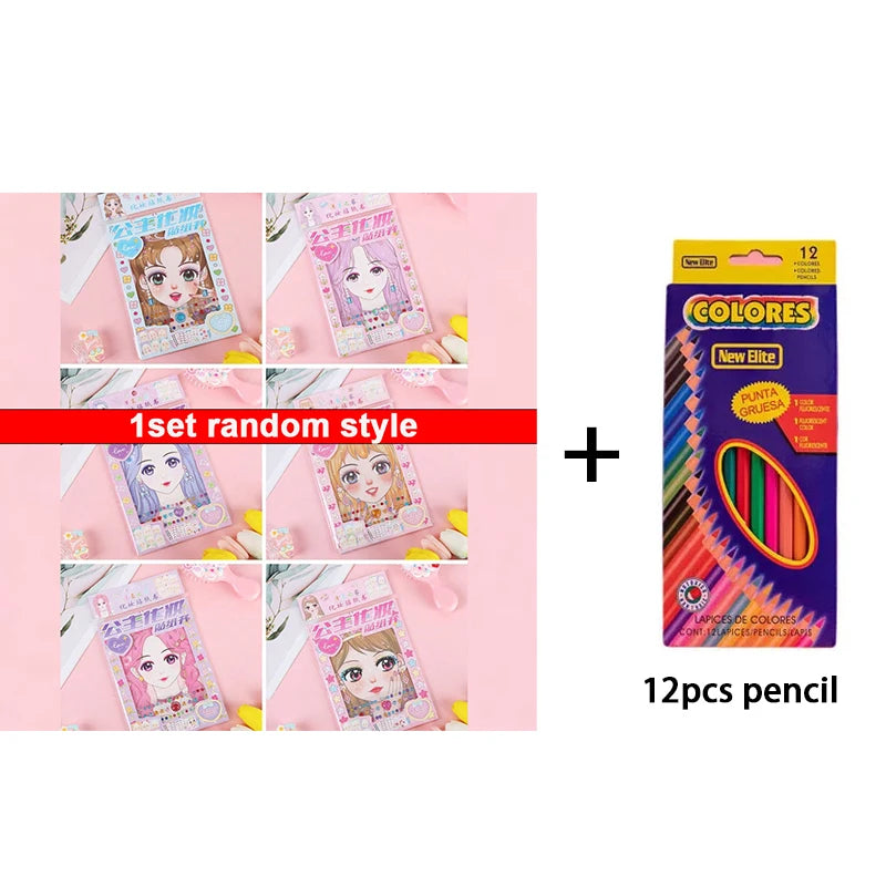 Makeup Sticker Book Kids Girls DIY Graffiti Filling Painting Picture