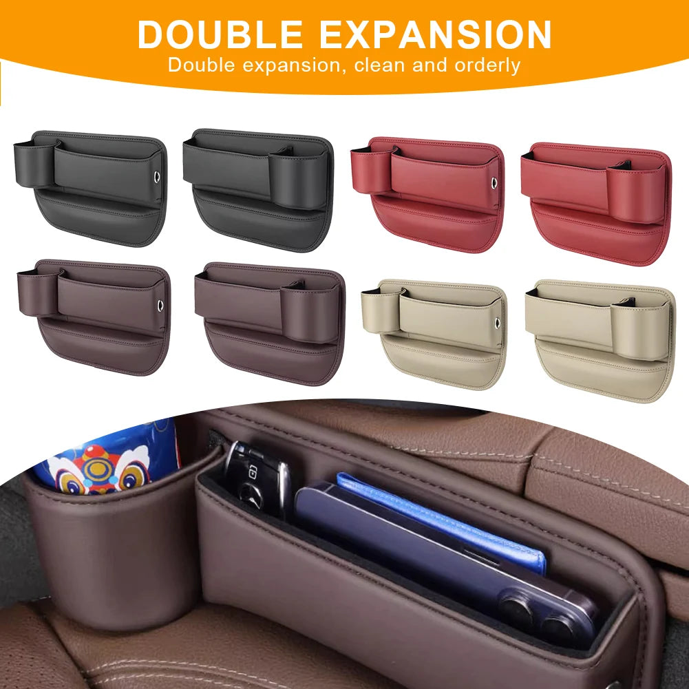 Leather Car Seat Organizer with Cup & Phone Holder Peaceful Pleasures Health and Wellness