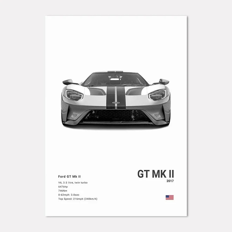 Famous Cars IE GT Canvas Wall Art Print Poster C C C Home Decor Modern Mural Unframed Birthday Gift Peaceful Pleasures Health and Wellness P30 20x30cm