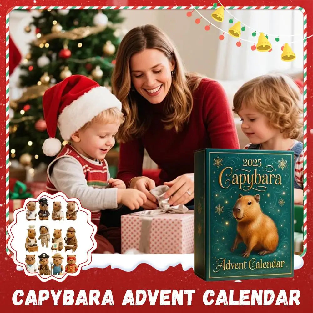 2D Acrylic Capybara Ornaments Set - Christmas Countdown Calendar Tree Hanging Pendant Cute Holiday Decorative Capybara 24pcs Peaceful Pleasures Health and Wellness