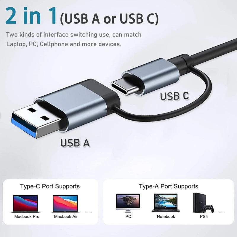 USB+Type C 7 Ports USB 3.0 HUB Expander High Speed OTG Adapter Docking Station For PC Macbook Laptop Hard Drive Mouse Keyboard Peaceful Pleasures Health and Wellness