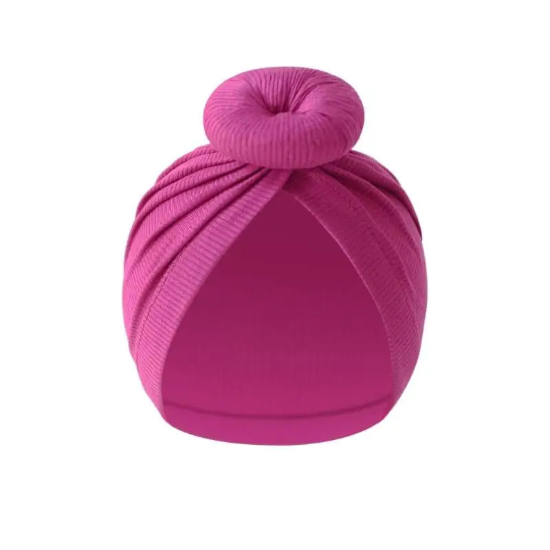 Baby Turban Hat – Soft Cotton Elastic Bun Knot Cap (0–6 Months)