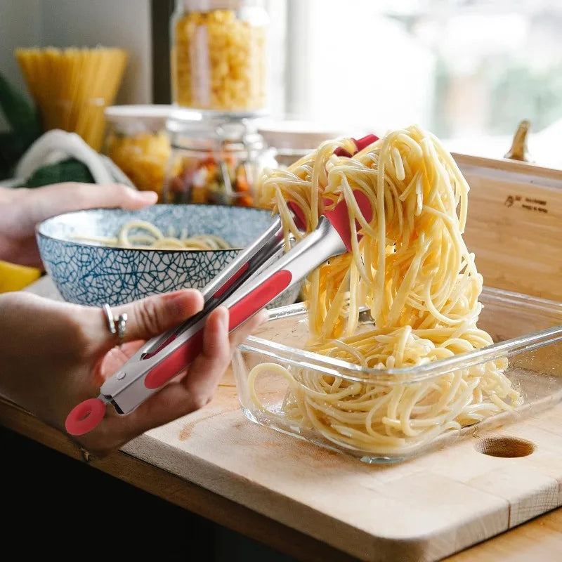 Christmas Silicone Food Tongs | Stainless Steel Kitchen Tongs Set