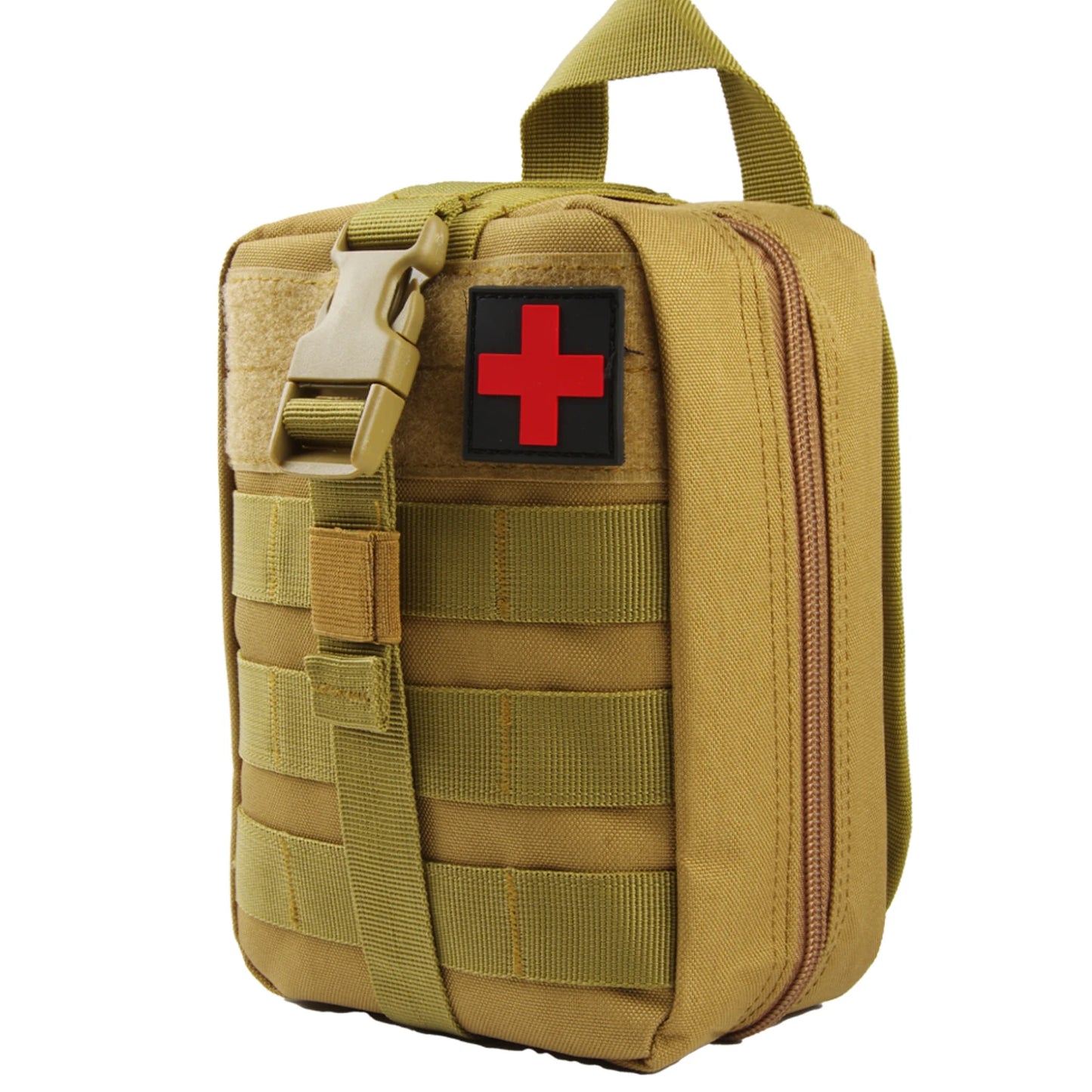First Aid Bag Camping Tactical Medical Pouch EMT Emergency Survival Kit Hunting Outdoor Box Large Size 800D Nylon Bag Package Peaceful Pleasures Health and Wellness Khaki