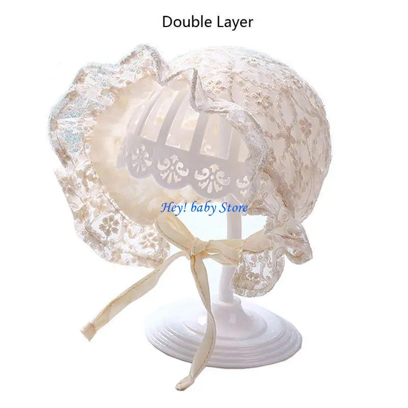 Lace Newborn Baby Sun Hat | Soft Cotton Bonnet 0–6 Months