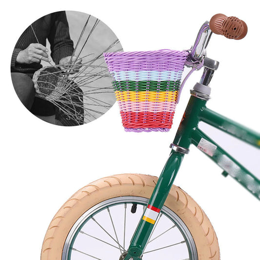Kid Front Handlebar Bike Basket Vintage Rainbow Color Front Bicycle Basket Suitable for Most Type of Bikes Peaceful Pleasures Health and Wellness