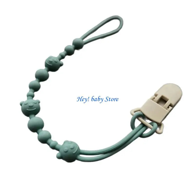 Bear Pattern Silicone Baby Pacifier Clip Chain | Safe Soother