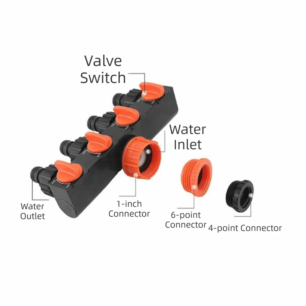 4-Way Independent Garden Hose Splitter With Valve Water Switch Hose Connector Splitter Faucet Connector Home Lawn Irrigation Peaceful Pleasures Health and Wellness