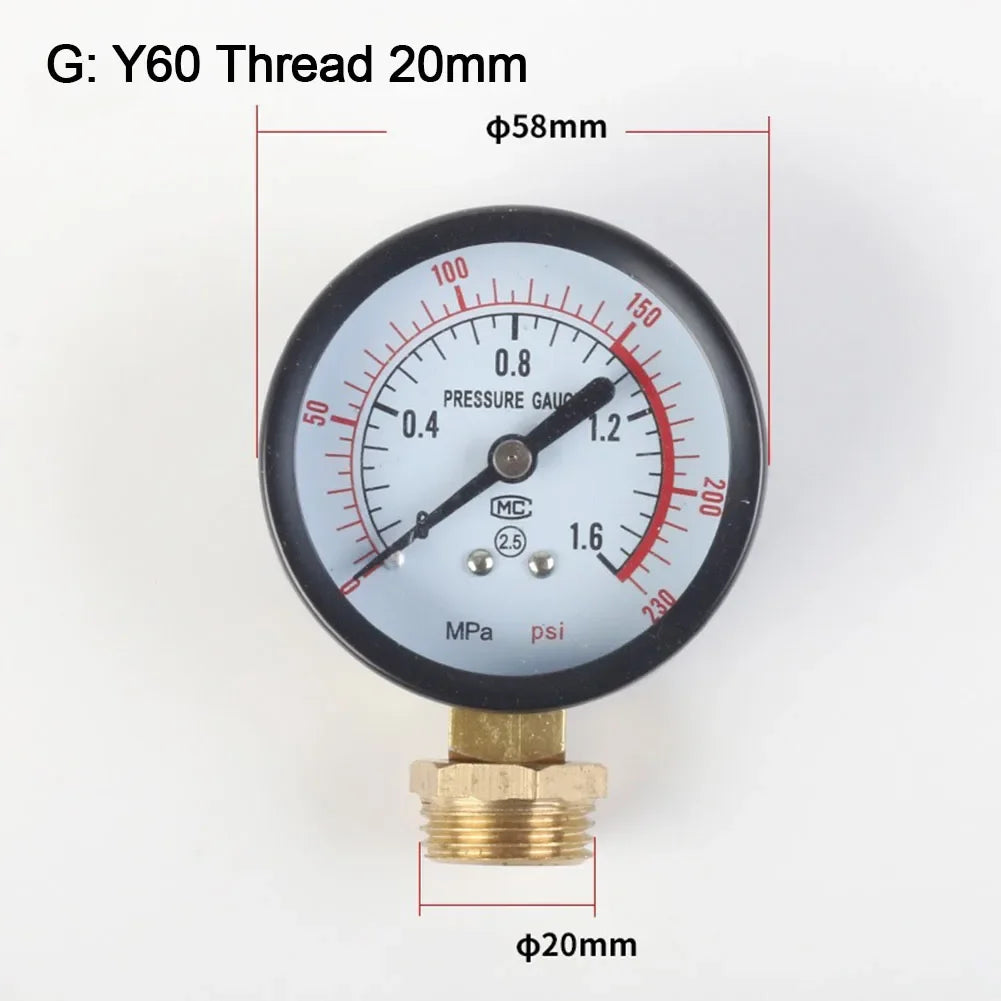 Y60 Pressure Gauge 0–230PSI G1/4 – Air, Water & Fluid