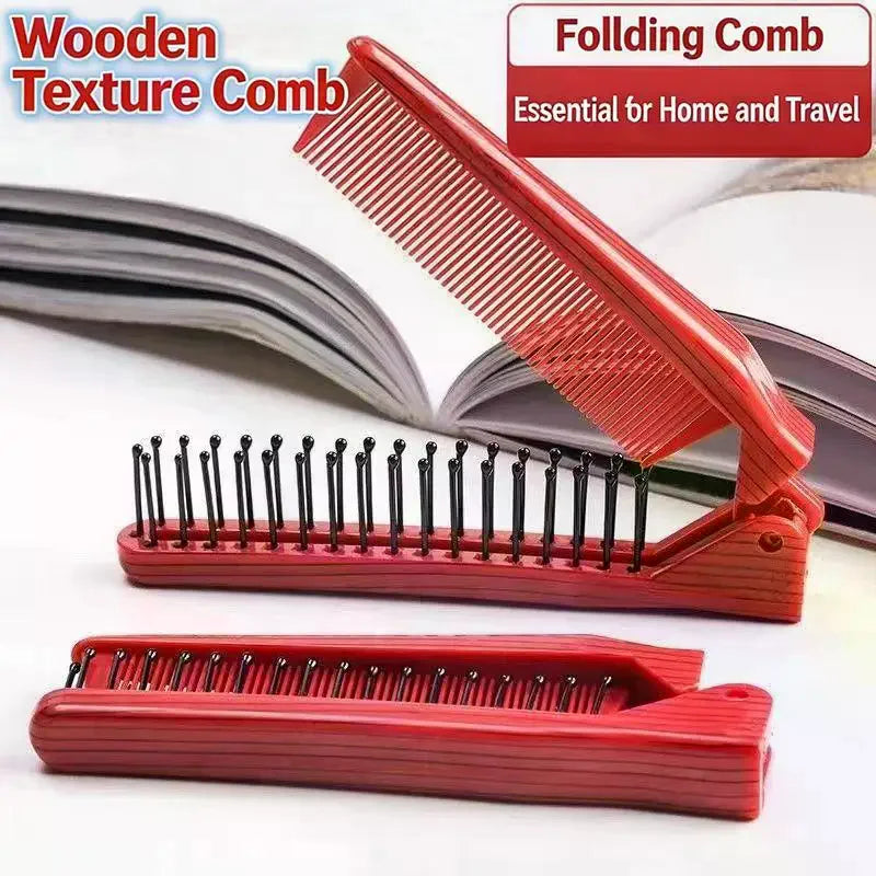 Portable Plastic Foldable Hair Comb Styling Tools Mini Folding Comb Travel Hair Massage Comb Red Peaceful Pleasures Health and Wellness