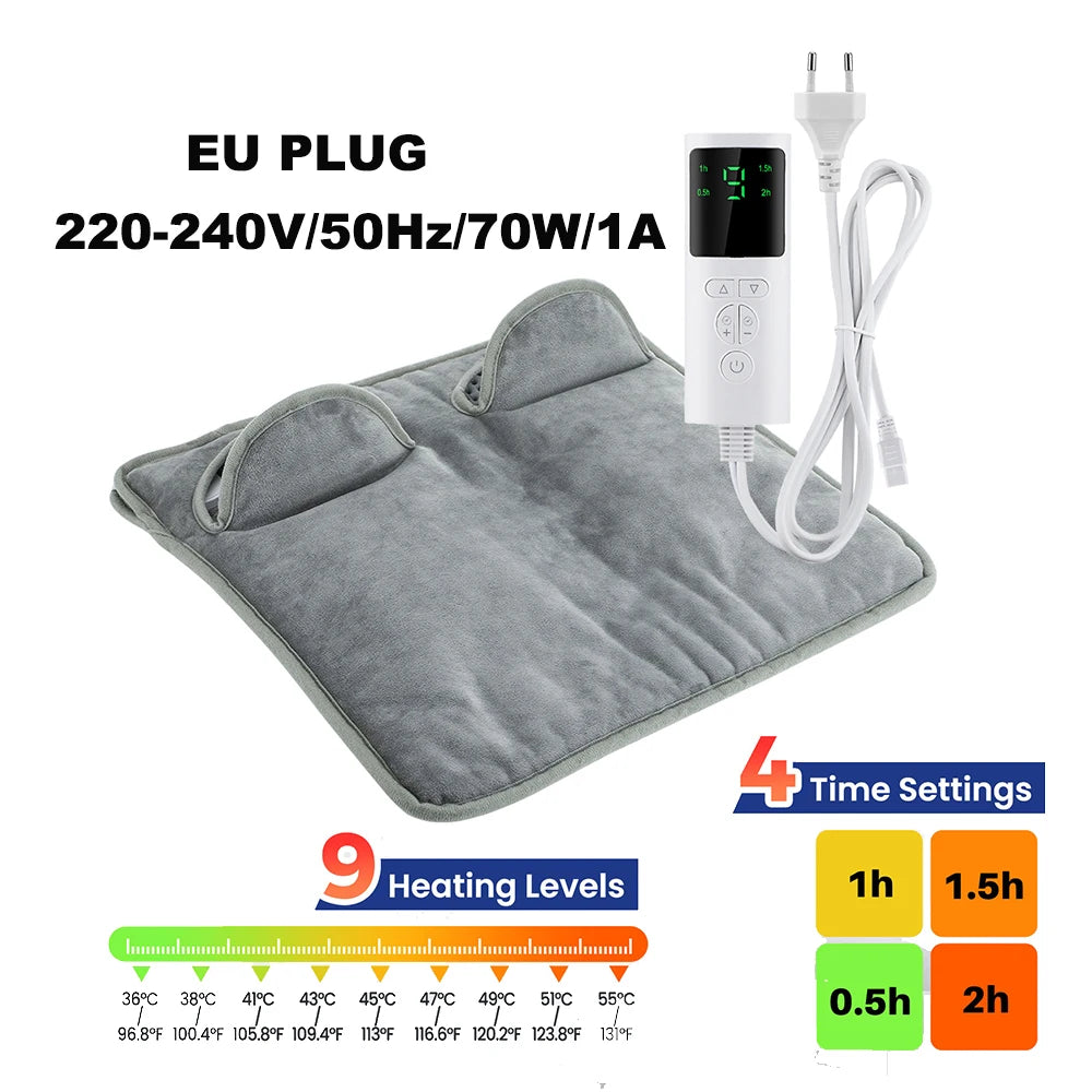 Household Electric Heating Pad Washable 100/220V Office Foot Hand Warming Mat Winter Body Shoulder Heater Blanket 9 Heat 4 Timer Peaceful Pleasures Health and Wellness EU PLUG