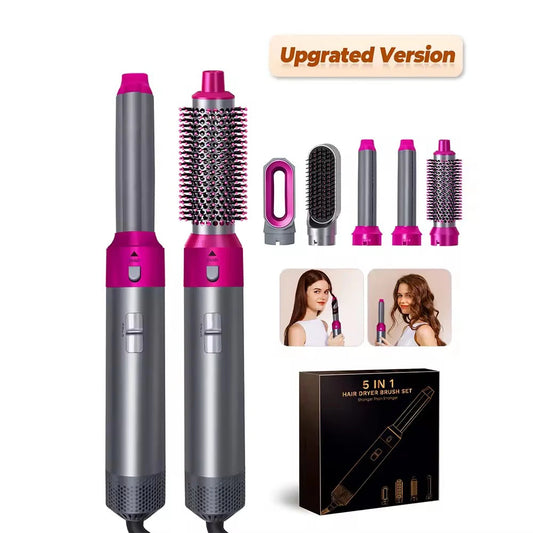 Hair Dryer 5-In-1 Electric Hair Comb Negative Ion Straight Curler Brush Blow Dryer Air Comb Removable Brush Kit Tool Peaceful Pleasures Health and Wellness