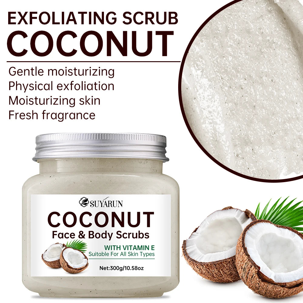 SUYARUN Organic Coconut Sugar Body Scrub Exfoliating & Moisturizing - Natural Spa Care for Soft Skin - 300g. Peaceful Pleasures Health and Wellness