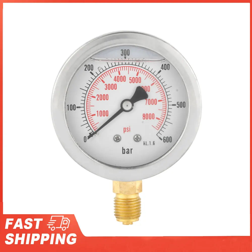 Pressure Gauge Meter Measuring Tool 0-600Bar 1 4 Dial Hydraulic Water