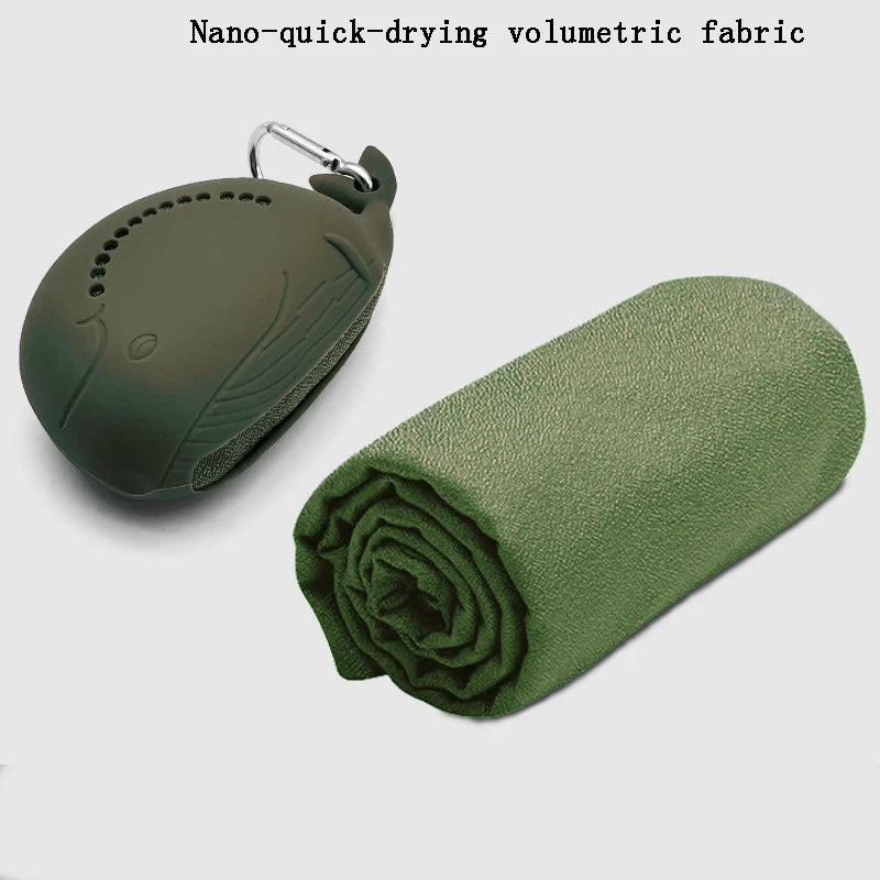 Cute Little Whale Sports Quick-drying Towel Cold Sensation Towel Sweat-absorbing Portable Silicone Towel for The Gym Peaceful Pleasures Health and Wellness Grass color 30x80cm