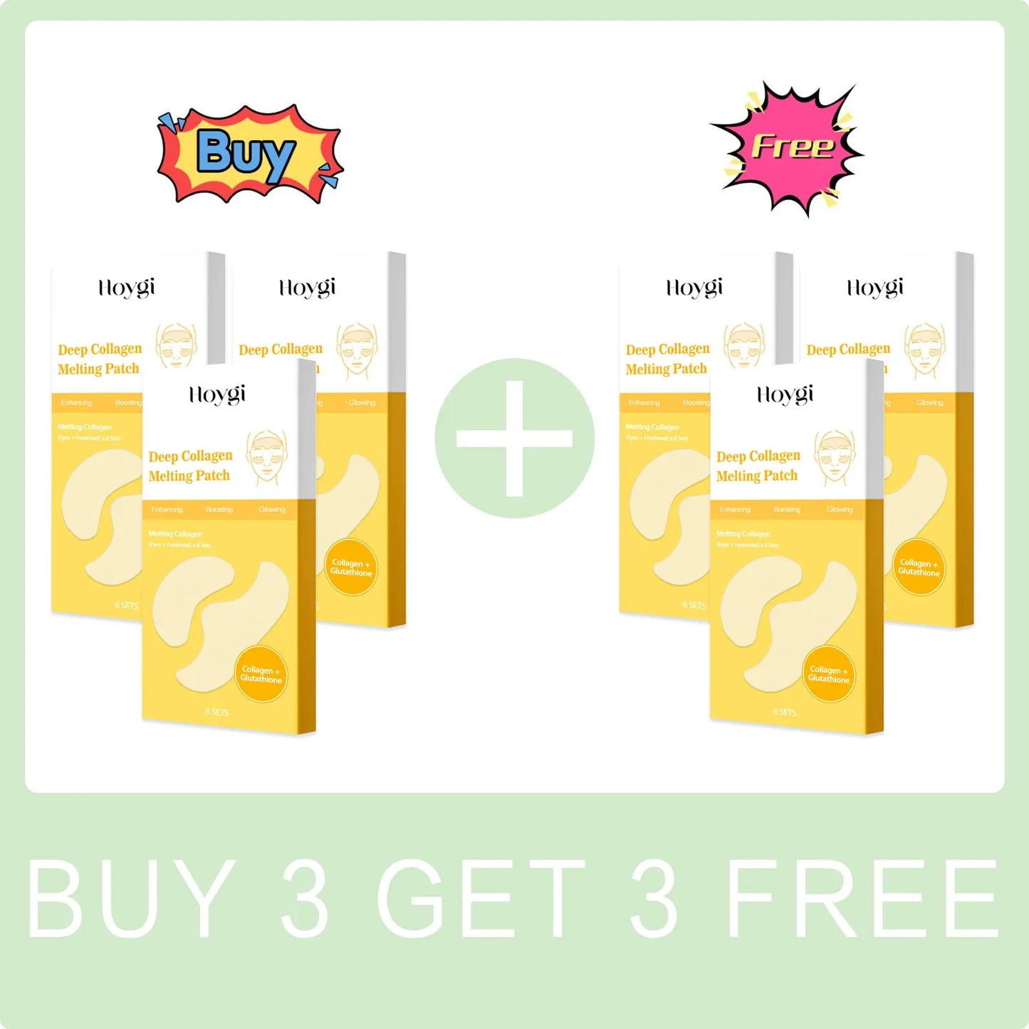 HOYGI Collagen Protein Patche Film Water Soluble Soluble Absorbable for Forehead Eye Area Moisturizing Essence Patch Face Care Peaceful Pleasures Health and Wellness Buy 3 Get 3 Free