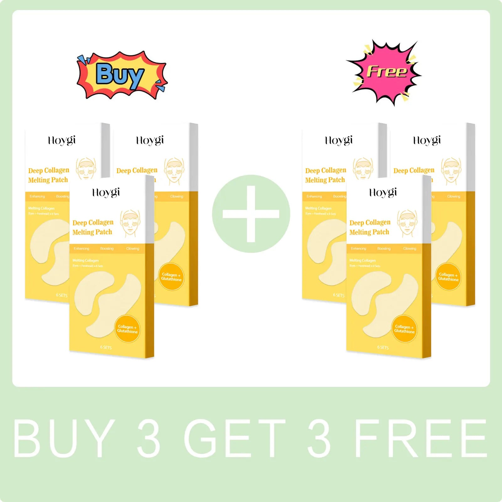 HOYGI Collagen Protein Patche Film Water Soluble Soluble Absorbable for Forehead Eye Area Moisturizing Essence Patch Face Care Peaceful Pleasures Health and Wellness Buy 3 Get 3 Free