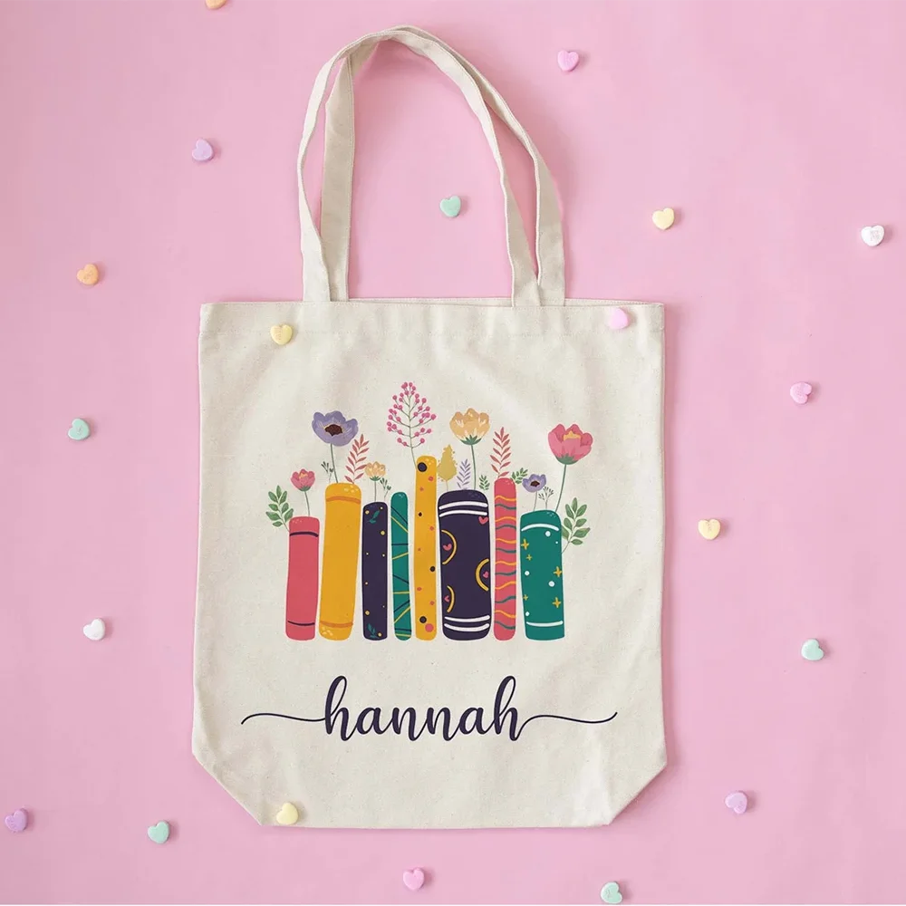 Custom Library Canvas Tote Bag | Personalized Book Bag Gift