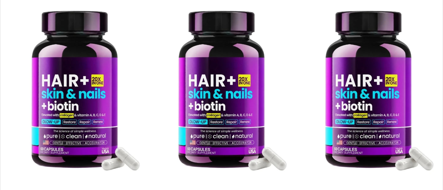 Hair Skin Nails Formula | Biotin 10000mcg, Collagen & Hyaluronic Acid