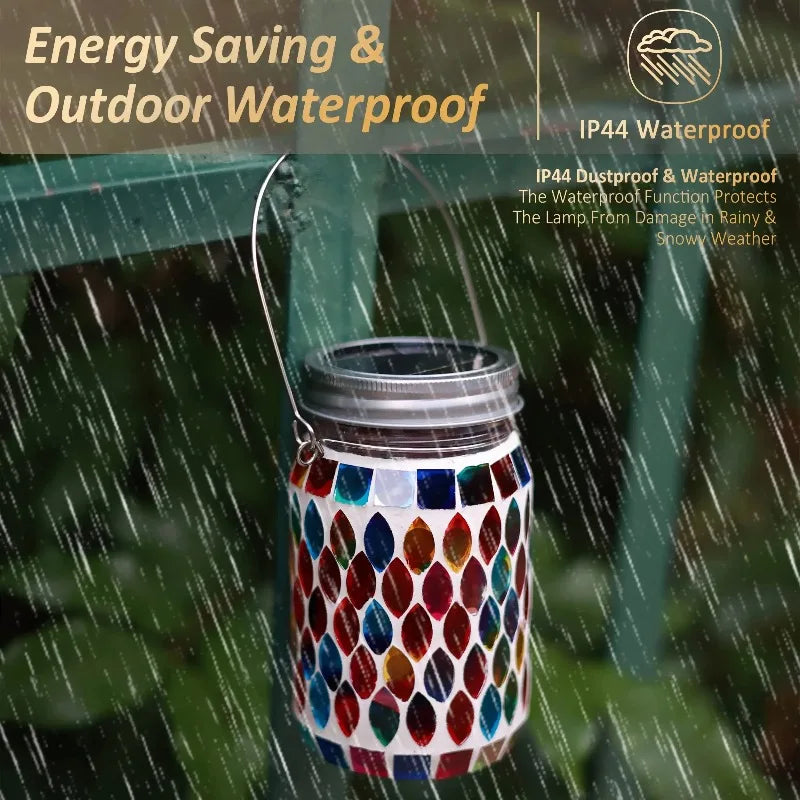 Solar Mosaic Hanging Lamp – Waterproof Glass Indoor & Outdoor
