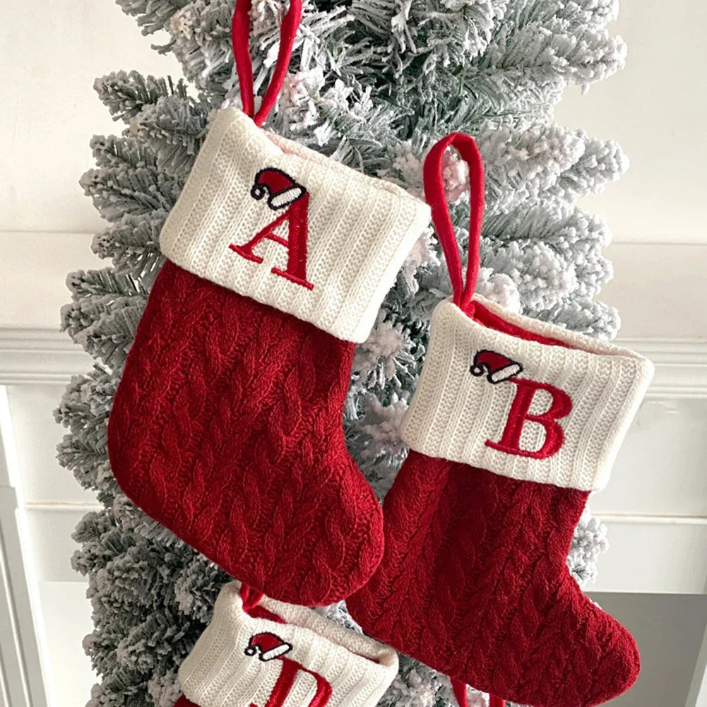 Personalized Knitted Christmas Stocking – Monogram Initial