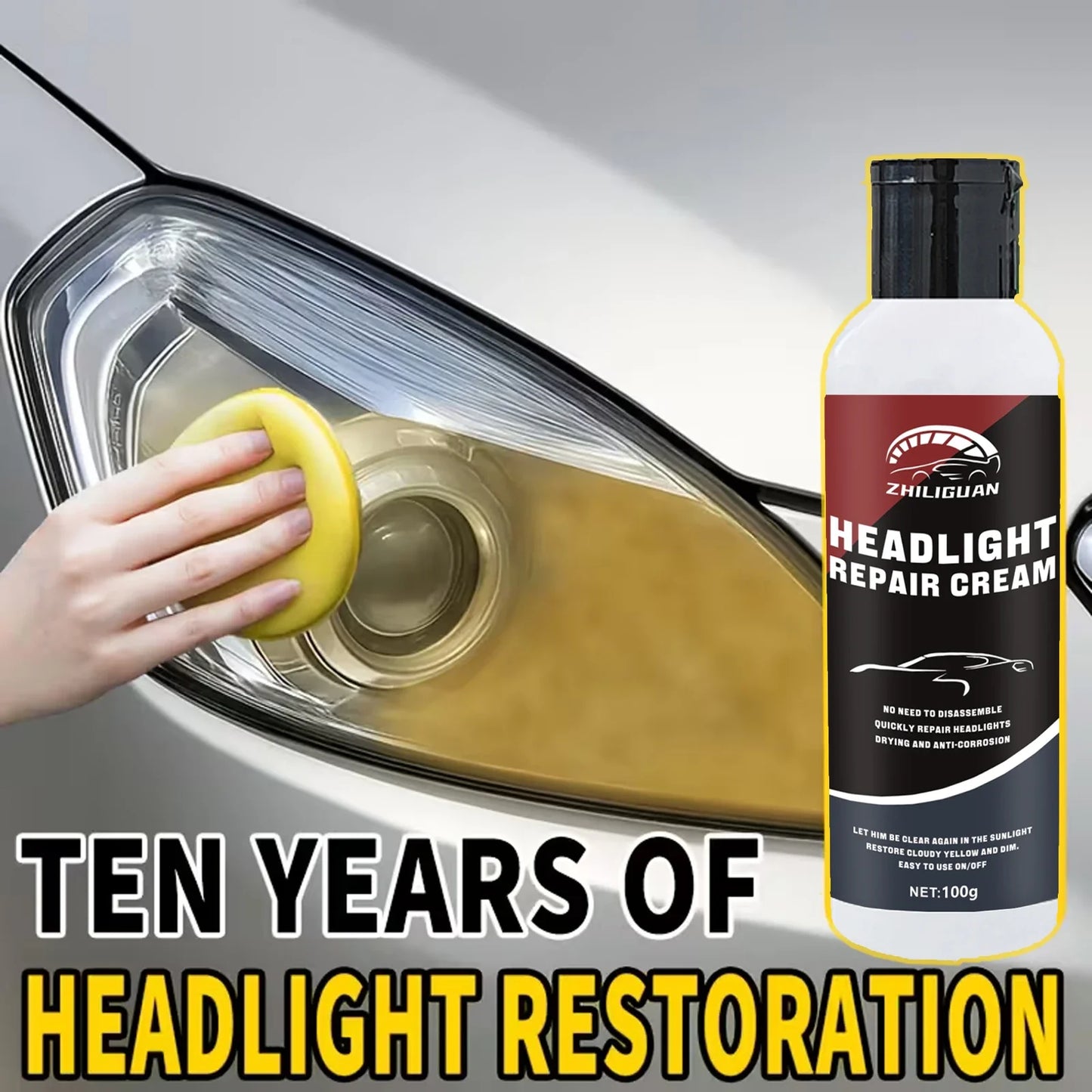 Car Headlight Restoration Kit – Remove Yellowing & Fog