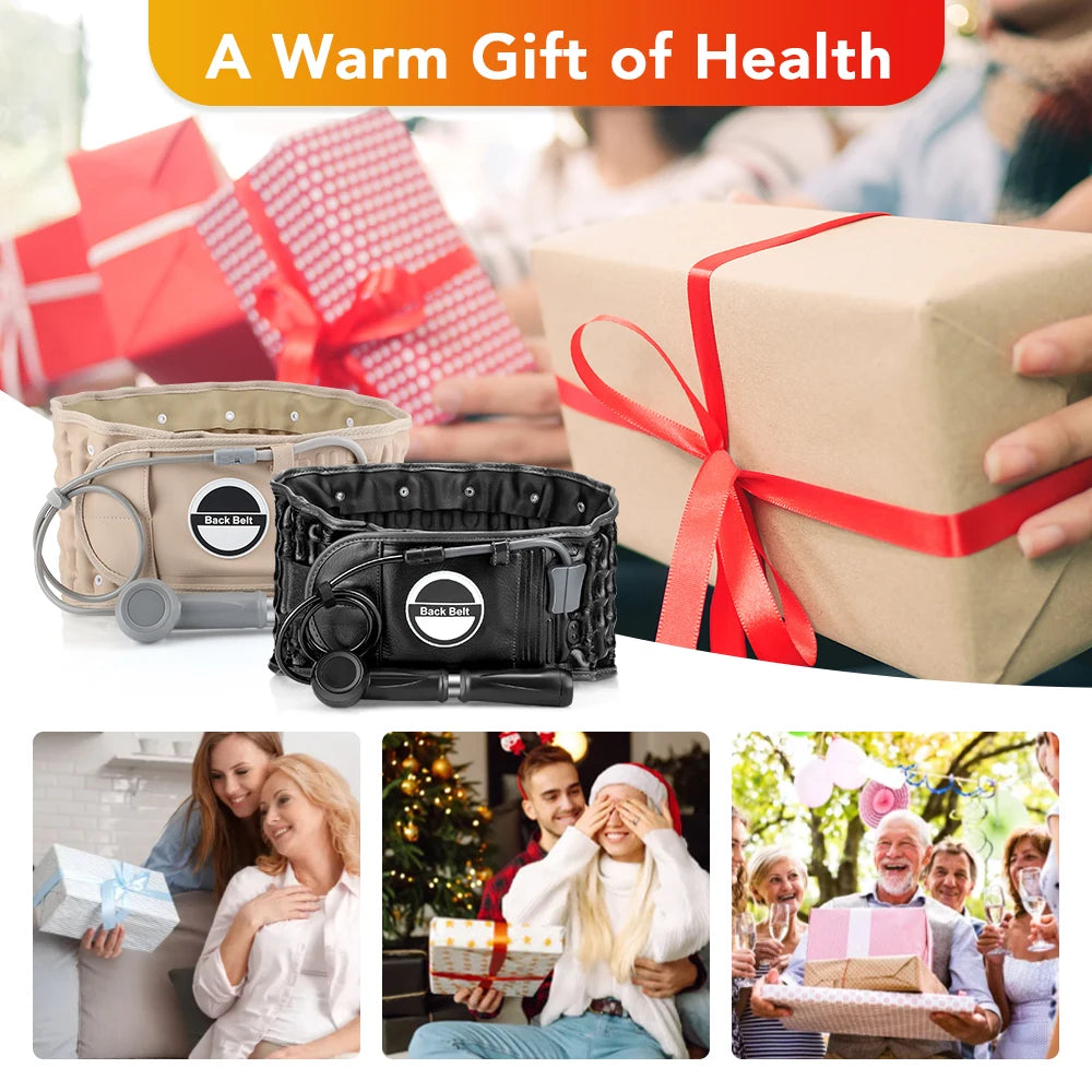 Waist Lumbar Support Belt with Air Pump Adjustable Back Brace for Work Sciatica Spinal Decompression Air Traction Strap Office Peaceful Pleasures Health and Wellness