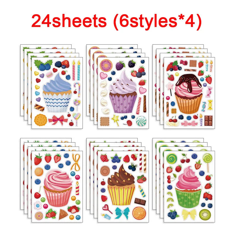 Creative Cupcake Make Face Stickers Sheets Kids Children Toddlers