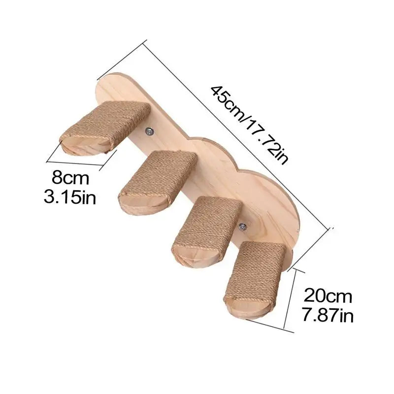 Cat Steps for Wall Solid Wood Wall Floating Cat Stairway Safe Elegant Kitten Shelves Perches for Bedroom Living Room Indoor Use Peaceful Pleasures Health and Wellness