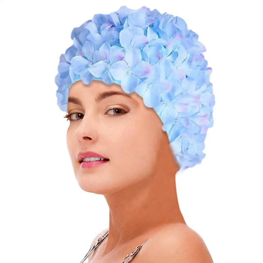 3D Floral Petal Swim Cap – Retro Stretch Hat for Women Floral Swim Cap Peaceful Pleasures Health and Wellness