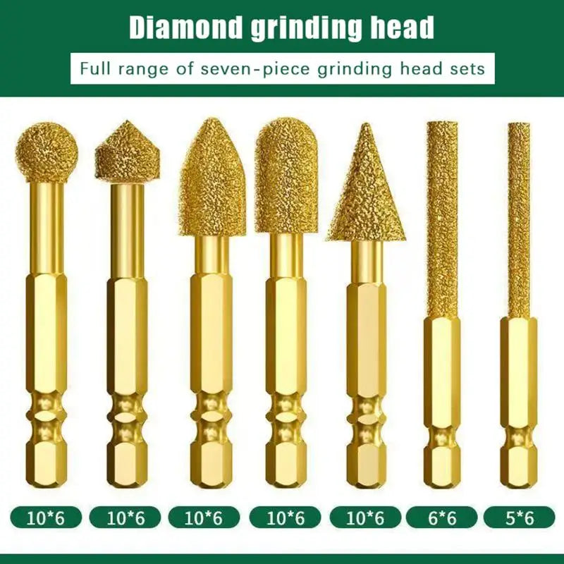 3/7pcs Diamond Grinding Head Tile Rotary File Polishing Head For Iron, Stainless Steel, Ceramic, Tile Peaceful Pleasures Health and Wellness A2-7PCS