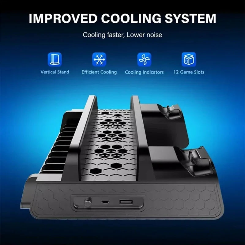 PS4 Pro Slim Cooling Stand Fan & Dual Controller Charging Dock