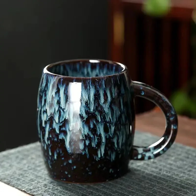 Creative and Personalized Mug Large Capacity Simple Ceramic Men's and Women's Couple Japanese Style Coffee Cup Peaceful Pleasures Health and Wellness